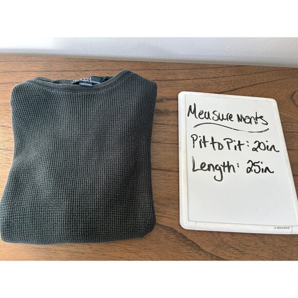 Polo Ralph Lauren Waffle Knit T-Shirt Men's Large Black Thermal Preppy - Picture 6 of 6